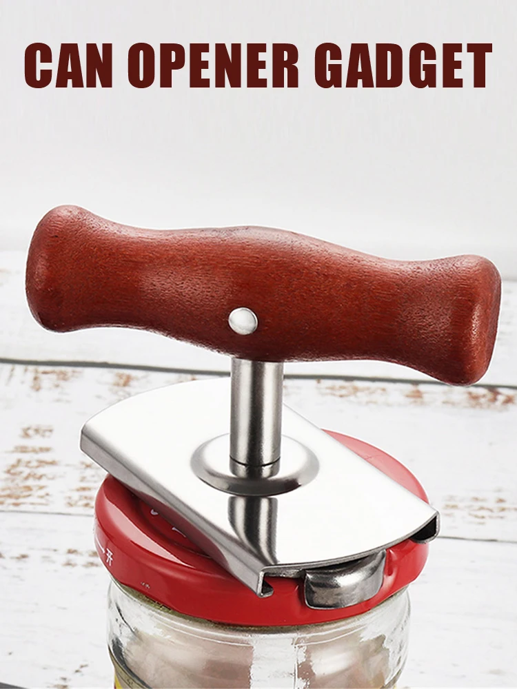 Крышка открывателя винт с деревянной ручкой ручная Регулируемая нержавеющая