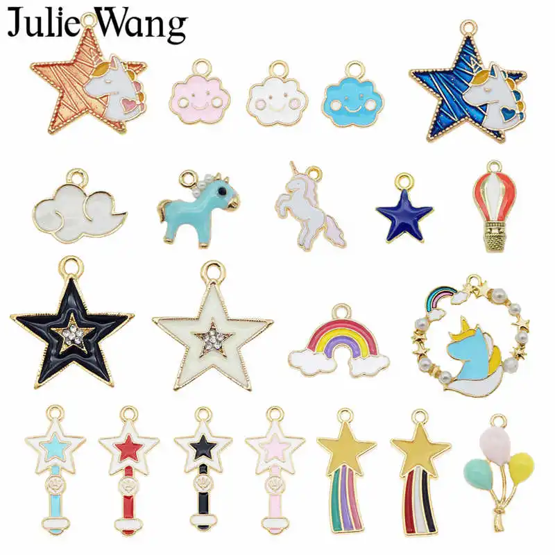 10 шт. эмалированные Подвески Julie Wang из сплава Случайные Смешанные звезды облако