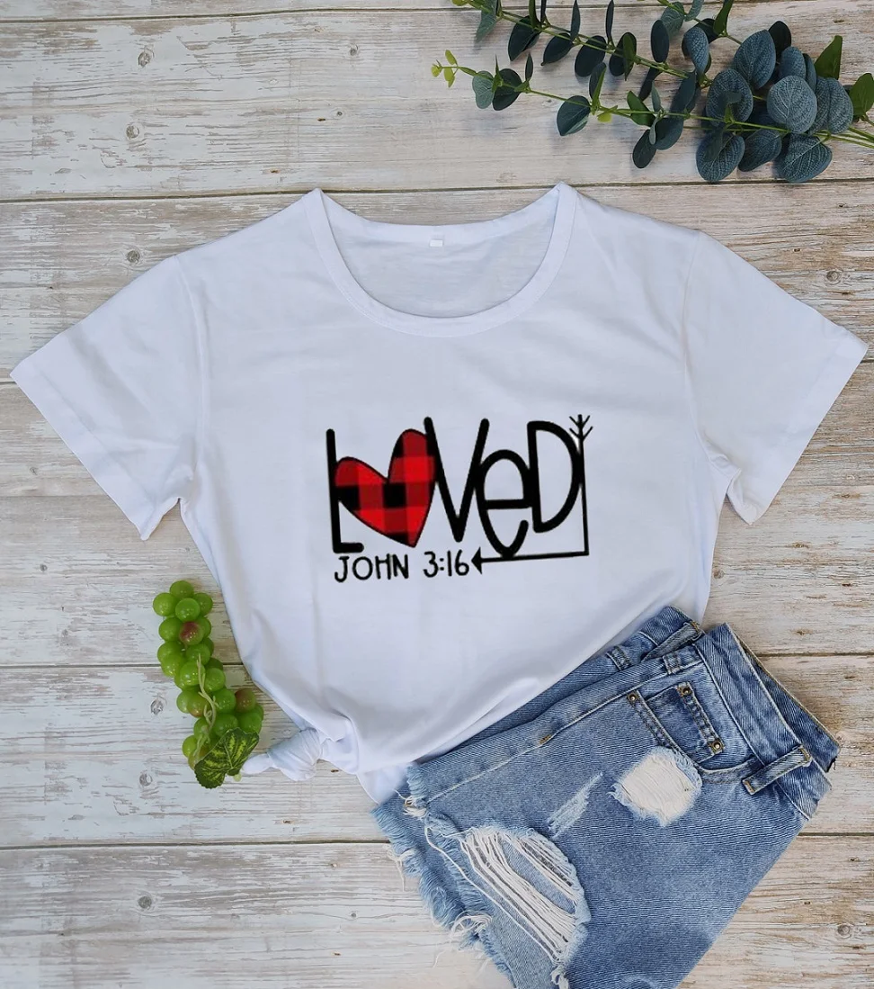 Футболки в клетку Love John 3:16 Buffalo рубашка на День святого Валентина гранж