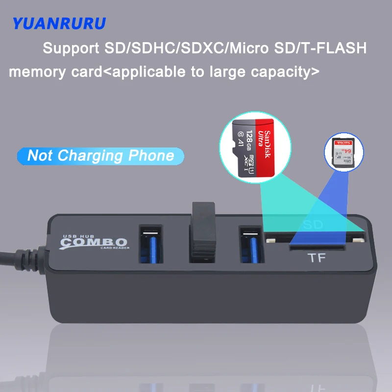 usb hub 2 0 type c multi usb splitter high speed 36 ports otg 2 0 hab tf sd card reader all in one for pc computer phone free global shipping