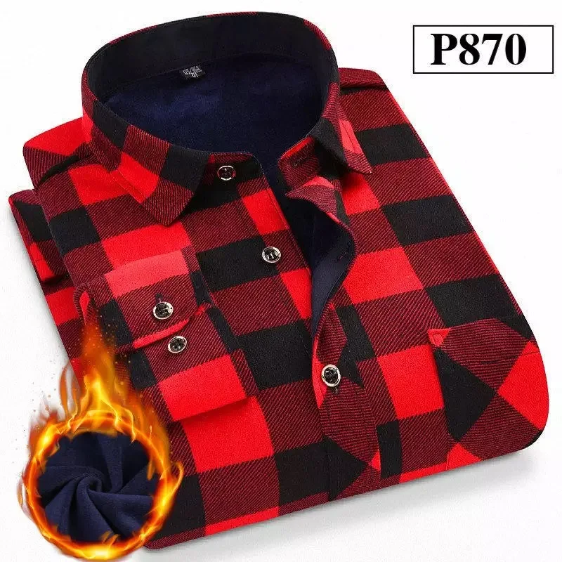 Рубашка мужская в клетку с длинным рукавом размера плюс хлопок цвет ассортименте