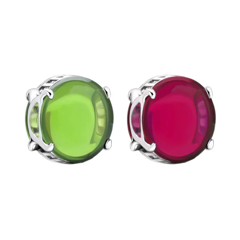 

Top Quality Green & Red Oval Cabochon Charm Bead for Women Bracelet Bangle 925 Sterling Silver DIY Jewelry