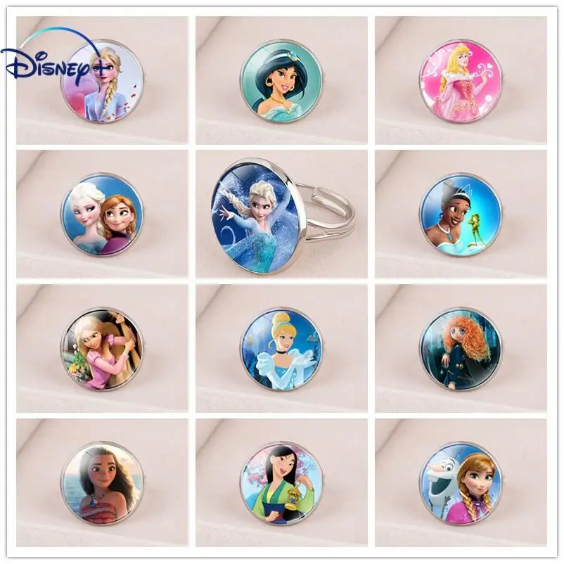 

Disney Cartoon Frozen Princess Elsa Children's Ring Snow White Cinderella Jewelry Make Up Accessories Gifts For Girls Kids Toys