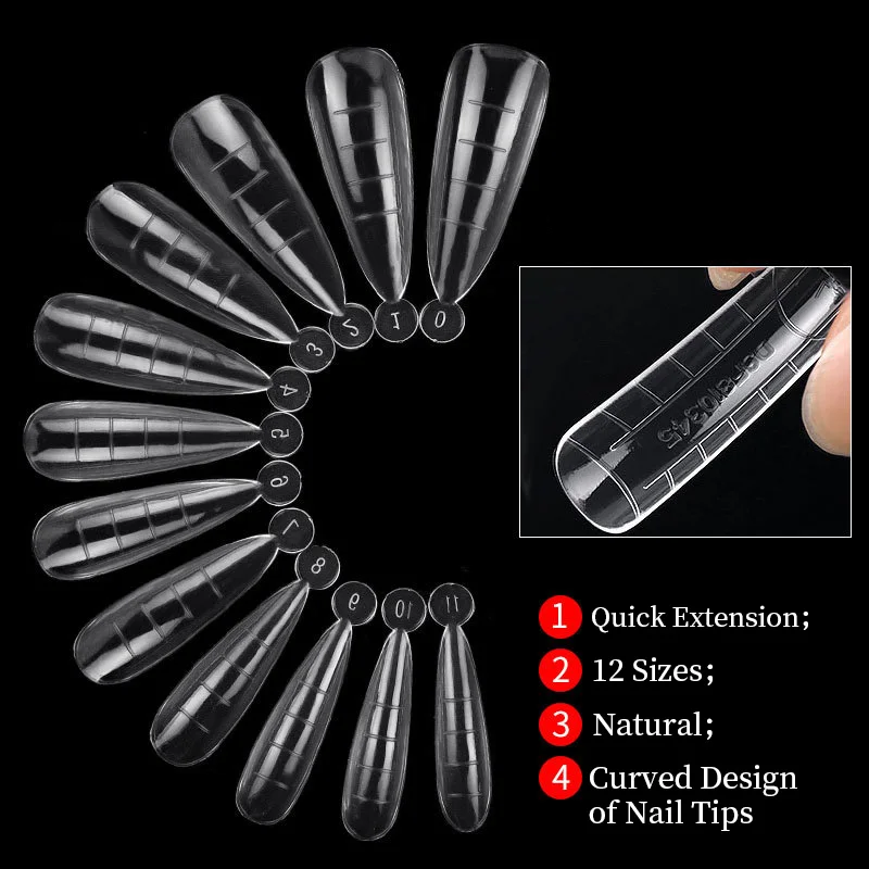 Acrylic Extension False Nail Tips Sculpted Full Cover Nail Tips Fake Finger UV Gel Polish Quick Building Mold Manicures Tool Set 6