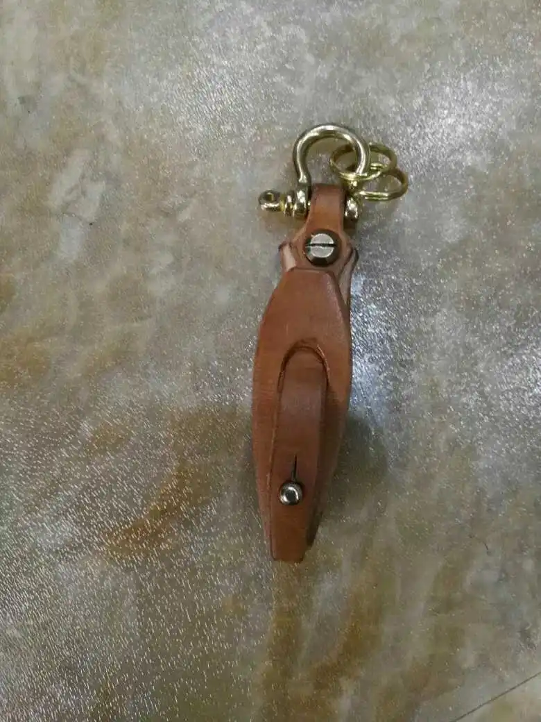 

Handmade leather wooden board steel blade retro keychain knife model handicrafts sewing supplies leather art leather punching