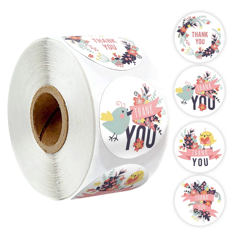 

500 вещи, Цветочная расцветка, спасибо уплотнение Стикеры ручной работы запечатывания Бумага этикетка Подарочный пакет конфеты упаковочная ...