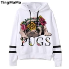 Толстовка с капюшоном для женщин, Свитшот унисекс с забавным мультяшным изображением французского бульдога, Мопса