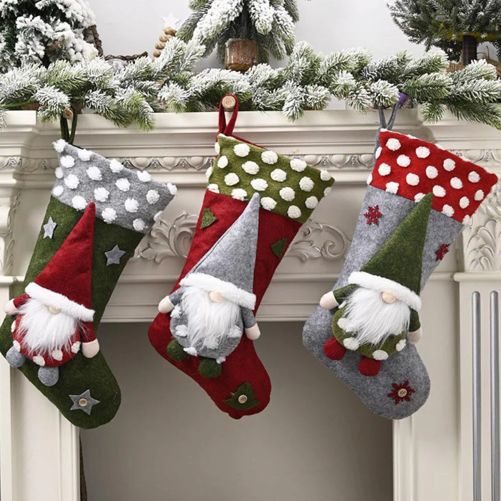 Большие чулки, рождественские носки для подарков, Подвесные Украшения для рождественской елки, Рождественское украшение, оригинальная под...