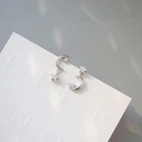 obear silver plated star moon asymmetric earrings for women fashion temperament exquisite earrings wedding jewelry gifts
