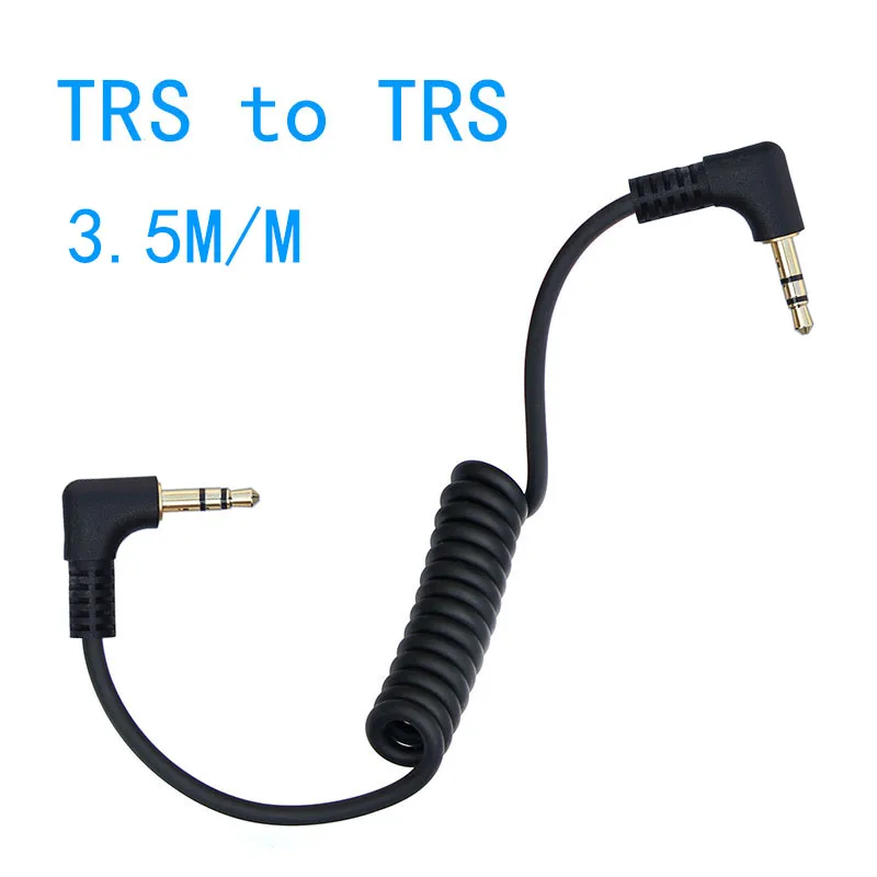 

20cm 3.5mm TRS to TRS Dual Right Angled Jack to Jack Coiled Audio AUX Cable Cord For Car Microphone to Camera RODE SC7 BOYA
