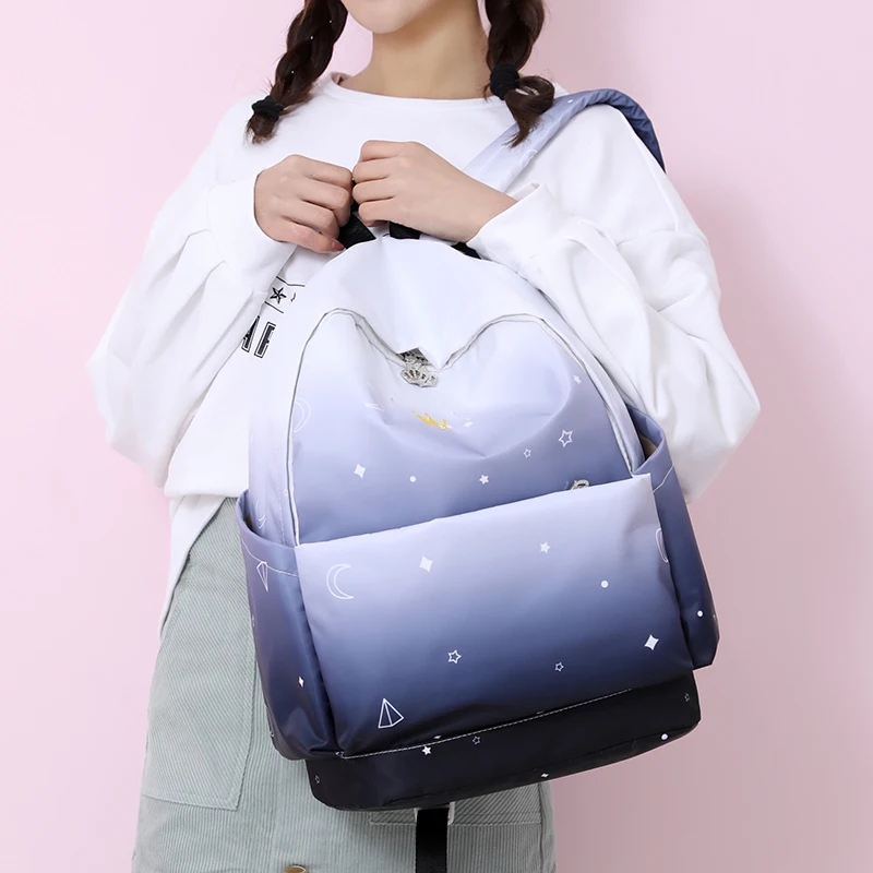 Роскошный женский рюкзак новая Студенческая сумка с принтом звезды
