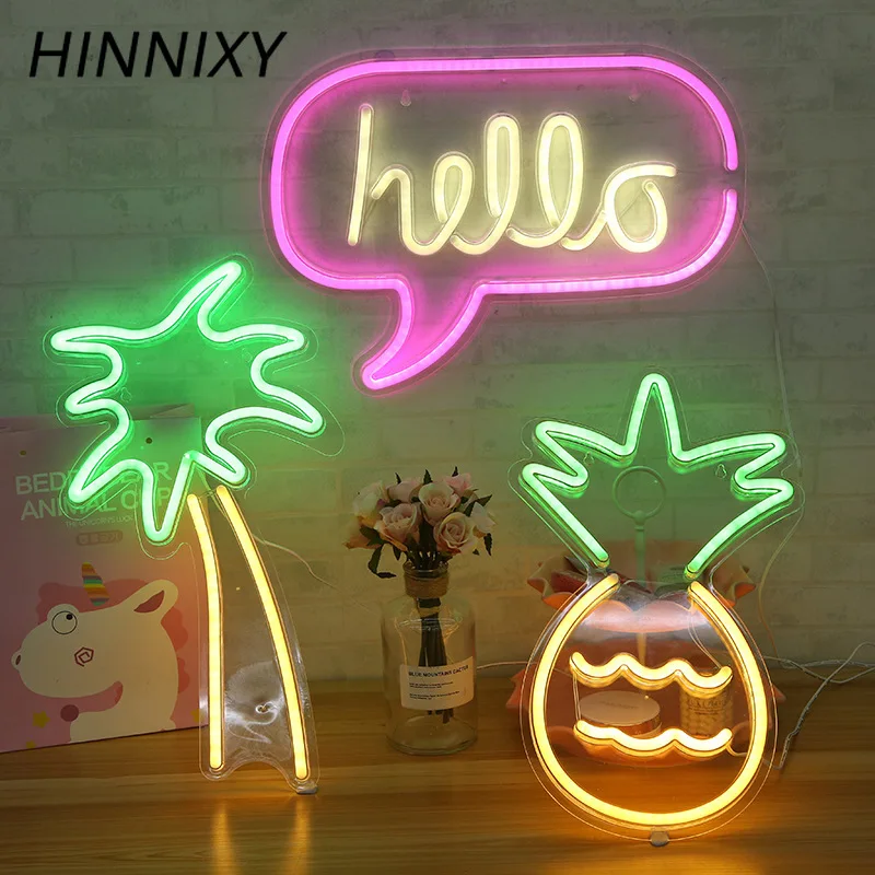 Неоновый ночной Светильник Hinnixy с питанием от USB настенный светильник Красочный