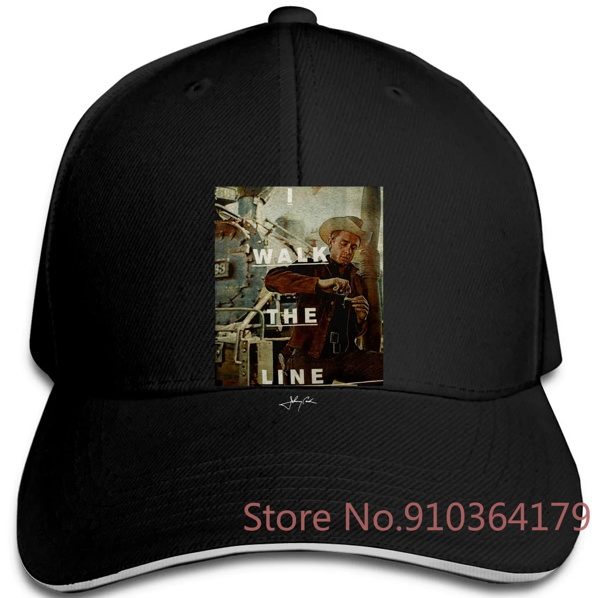 Черная регулируемая бейсболка с рисунком Джонни кэш ходящего по линии для мужчин