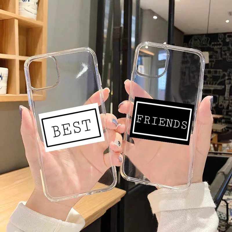 Забавный прозрачный мягкий чехол GYKZ с надписью Best Friends для iPhone 13 12 Pro Max SE2 11 XR X XS 7 8 6