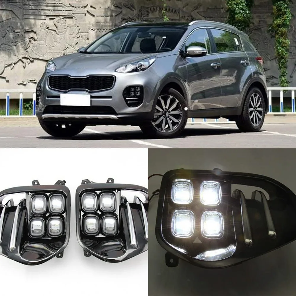 

NEW-Car LED Fog Light Lamp Daytime Running Light Set for KIA Sportage QL Kx5 2016-2017