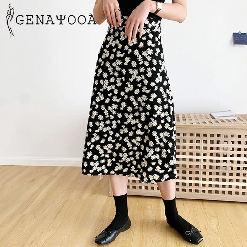 

Genayooa Chiffon Skirts Women Big Size Harajuku Korean Boho Skirts For Women Summer Vintage High Waist Women Skirt Plus Size