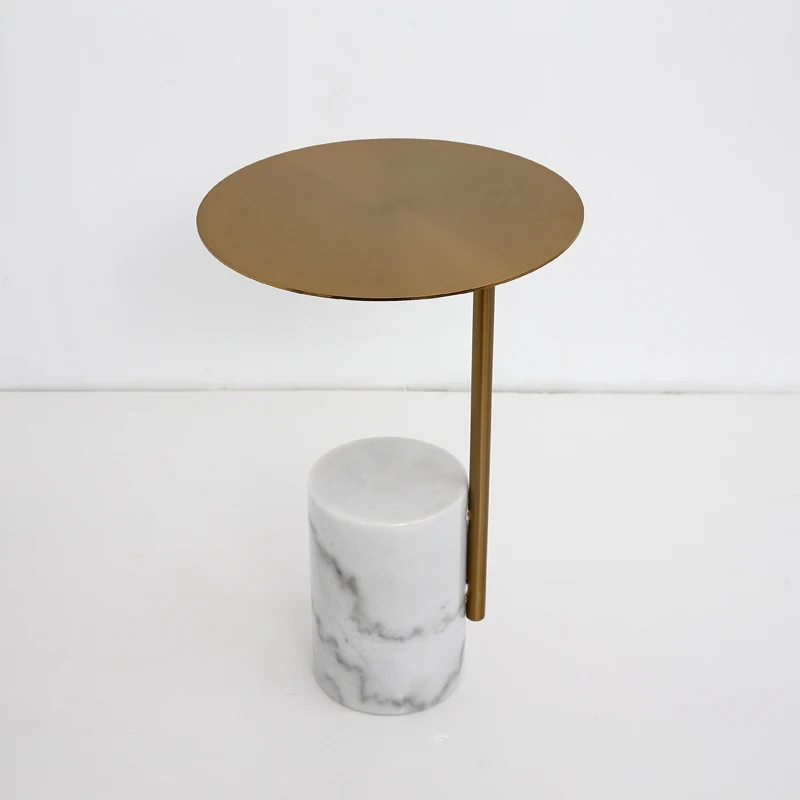 

zq Nordic Mild Luxury Marble Corner Table Small Coffee Table Mini Movable round Iron Side Table