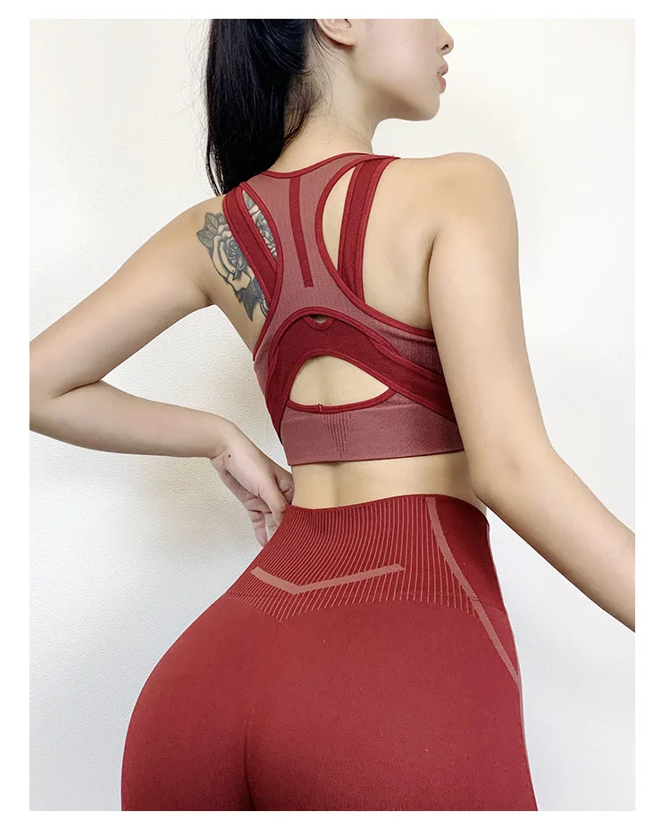 Комплекты для тренировок женские Леггинсы йоги спортивный бюстгальтер топ