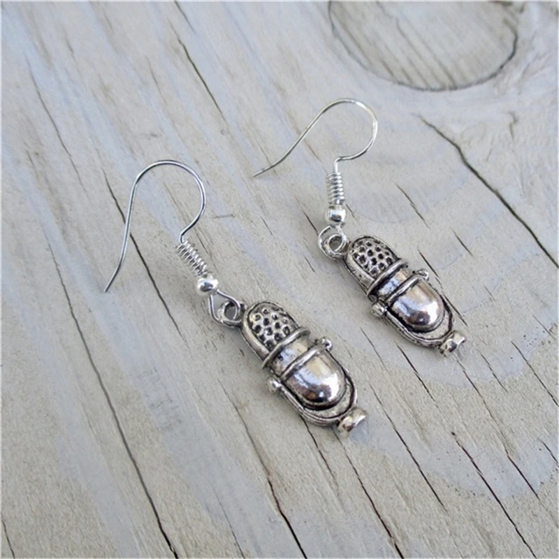 Винтажные серьги с микрофоном вокалистский подарок певцы музыканты женские