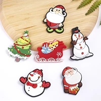 new arrival christmas brooch santa claus snowman christmas tree sled soft pvc badge brooch pin backpack shoes coat accessories