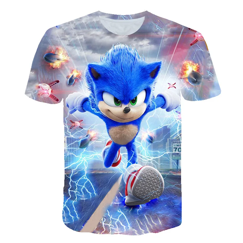 

Sonic T-Shirt America Anime 3D Print Fun Short Sleeve Shirt Boys Girls Street Fashion Harajuku Children's Round Neck Tops
