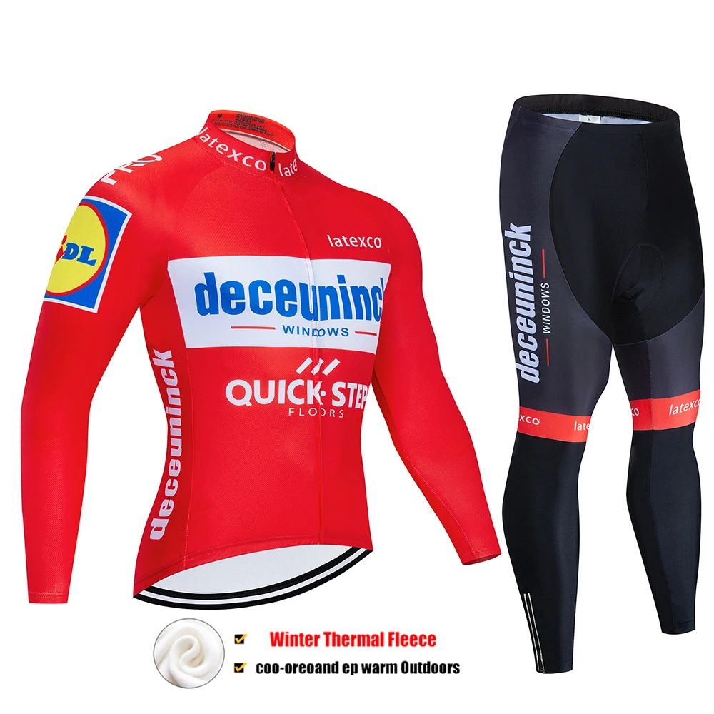 Pic Color Pro Team QUICK STEP Велоспорт Джерси 9D нагрудник набор Бельгийская велосипедная одежда мужская зимняя теплая флисовая велосипедная Одежда для велоспорта - Цвет: Pic Color