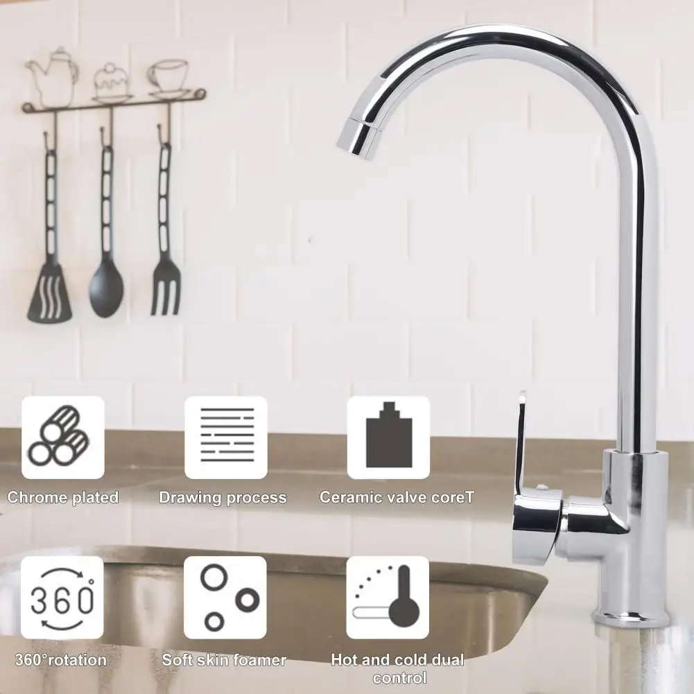 

Ergonomic Arc Modern 360 Degree Single Handle Faucet Easy Installation Water Tap 360 Degree Rotation for Bathroom Basin