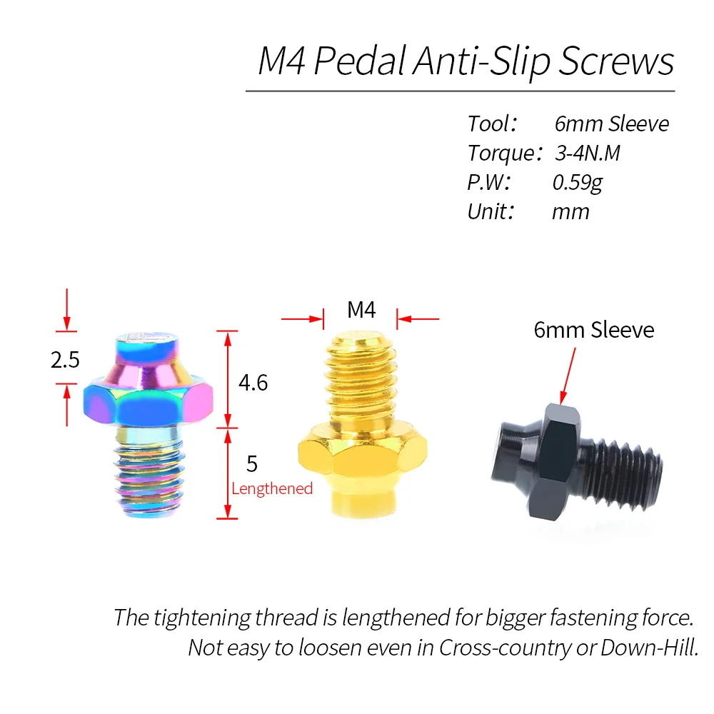 Антискользящие болты M4 для велосипедных педалей легкий титановый сплав TC4
