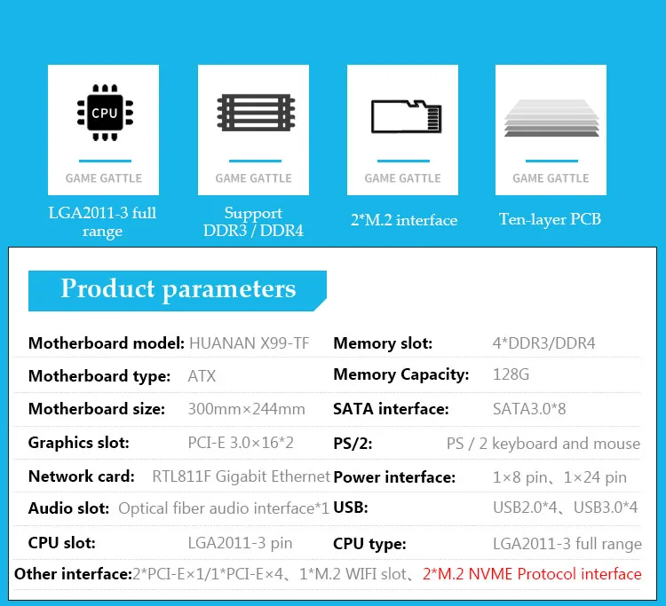 Материнская плата Huananzhi X99TF с Xeon E5 2678 V3 USB 3 0 SATA 4 канала Turbo Boost M.2 NVME для процессора