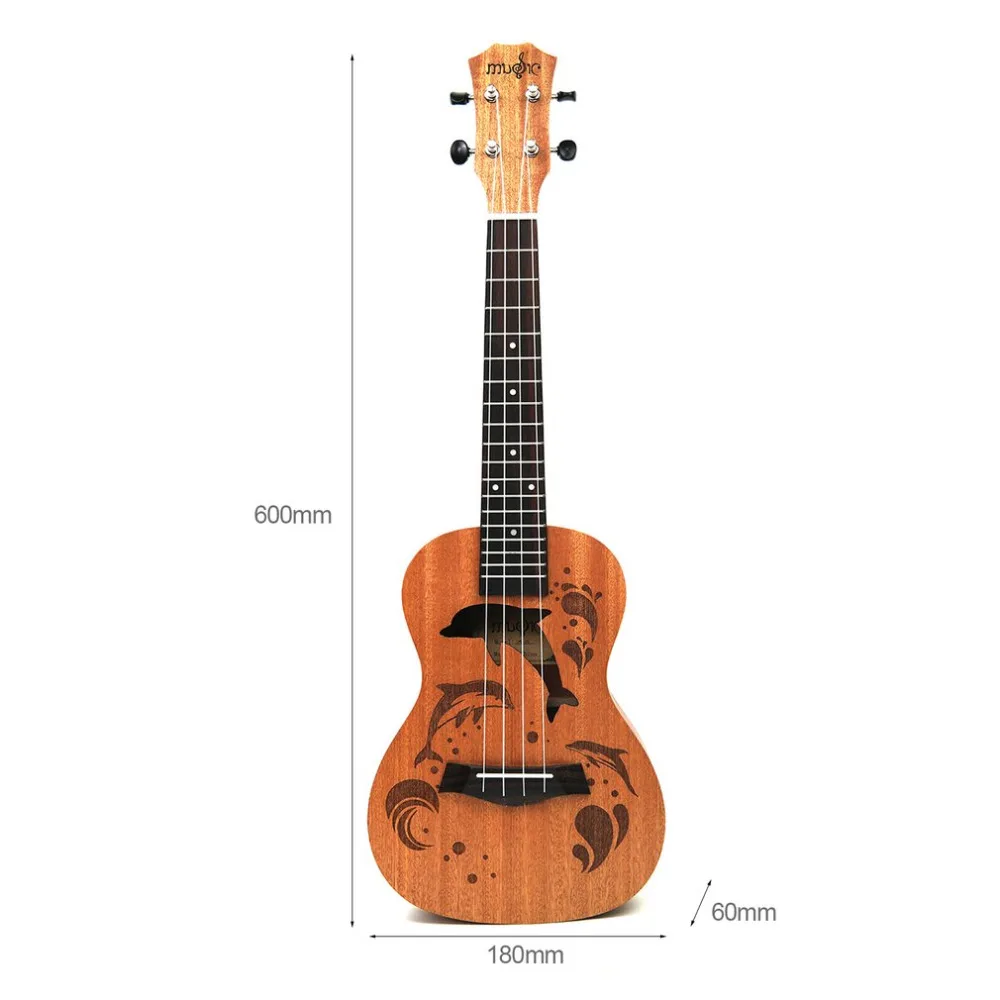 

21 Inch Professional Sapele Dolphin Pattern Ukelele Guitar Mahogany Neck Delicate Tuning Peg 4 Strings Wood Ukulele Gift New Hot