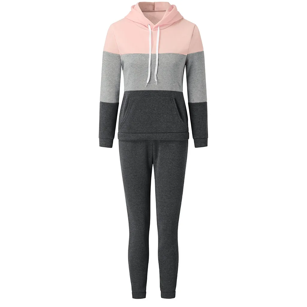 Спортивный костюм для женщин, комплект из двух предметов, sudadera mujer, зимний женский костюм для офиса, Женский Свободный Повседневный Спортивный костюм размера плюс
