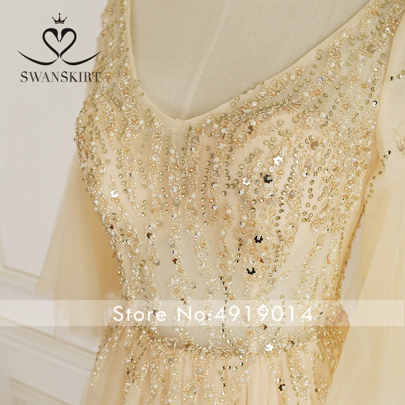 Модное Вечернее Платье трапециевидной формы с аппликацией из бисера для невесты