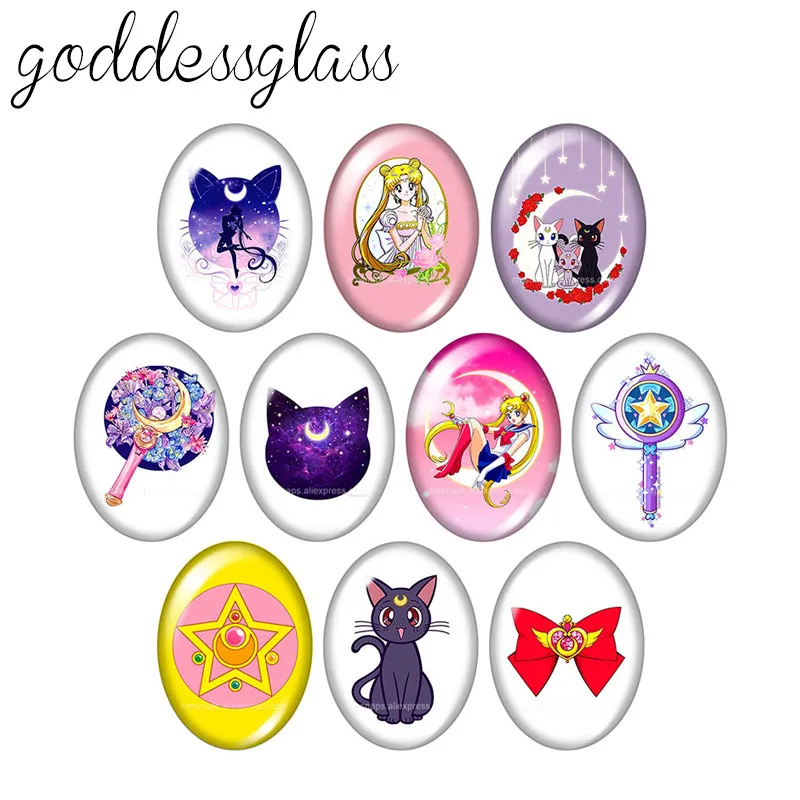 Аниме Сейлор Мун Луна Фиолетовый кот 10 шт. смешанные 13x1 8 мм/18x2 5 мм/30x40 мм Овальный