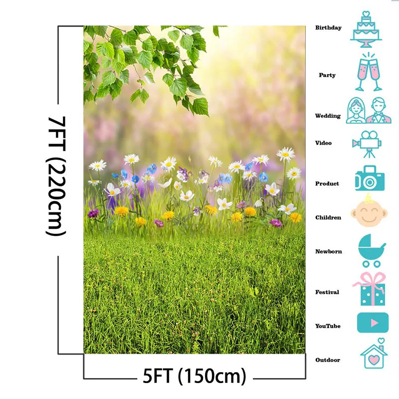 Весенний фон зеленый газон цветы Бабочка новорожденные дети фоны для фотостудии