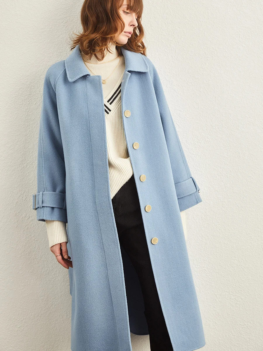 

JCHB 2021 100% Wool Coat Women Fashion Female Jacket Long Autumn Winter Coats and Jackets Korean Ladies Clothes Casaco Feminino