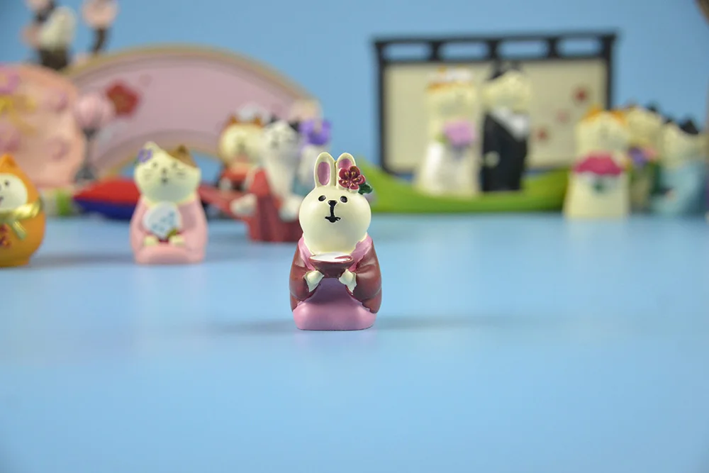 Японский каваи мультфильм Maneki neko талисман Шиба ину кролик Королевское свадебное украшение семья вечерние sakura экран миниатюрная фигурка - Цвет: rabbit bride