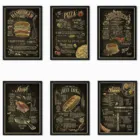 Постер из крафт-бумаги в скандинавском стиле для ресторана, фастфуда, приготовления блюд, меню, гамбургер, спагетти, стейк, фри, Ретро стиль