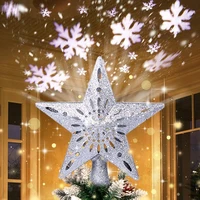3d glitter hollow star tree topper for christmas tree decorations led tree top star projection lamp christmas lamp