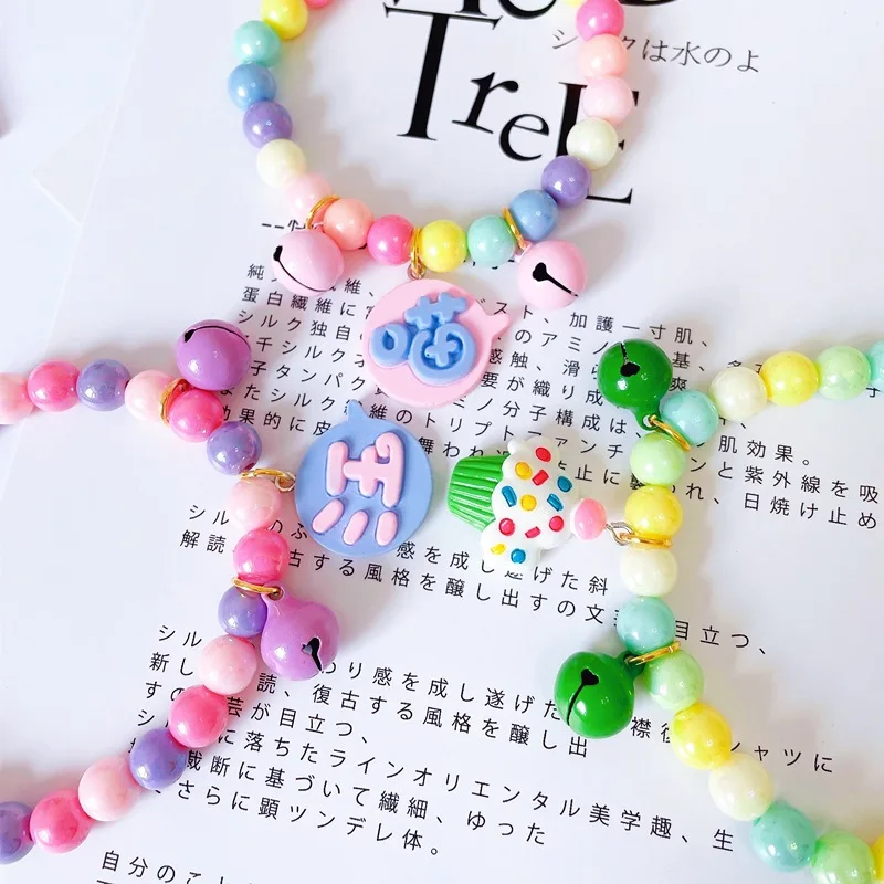 Радужный акрил цветное кошачье ожерелье с котенком розовый Регулируемый