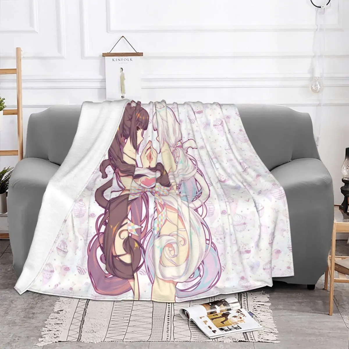 Nekopara Anime Blanket Chocola Vanilla Sexy Gir Wool Funny Breathable Throw Blankets for Home Decoration | Дом и сад