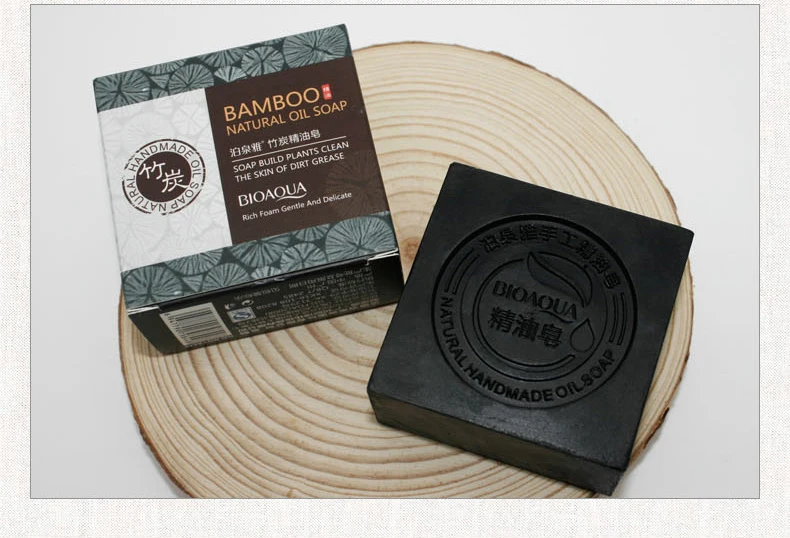 

OEM/ODM BIOAQUA Bamboo charcoal essential oil soap for skin care moisturizing nourishing deep cleansing soap