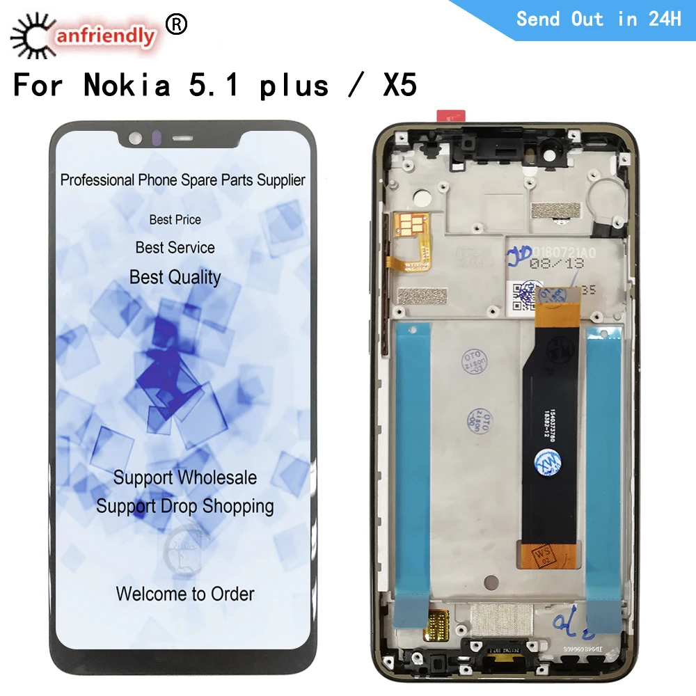 

LCD For Nokia 5.1 plus TA-1120 1105 1102 LCD Display Touch Panel Screen Digitizer With Frame Assembly For Nokia X5 Replacement