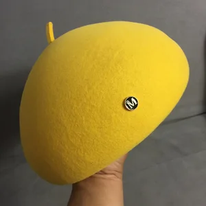 Новая модная шерстяная фетровая шляпа, дамская шляпа-Таблетка, желтый берет, во французском стиле, художественная шапка, регулируемая женская уличная шляпа