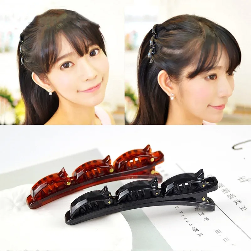 

Fashion Convenient 1Pcs Ouble Beauty Cute Layer Resin Wave Women Girls Hair Accessories Headwear Metal Clip Make Up Wash Face