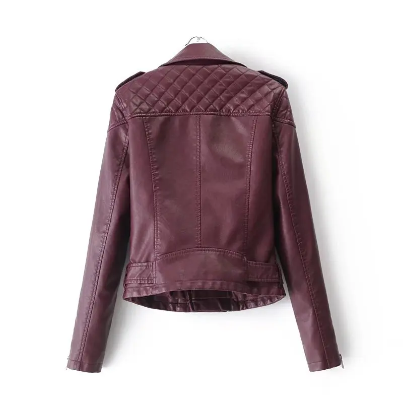 

kinds of locomotive PU leather belt jacket New fashion women's wear all jacket women