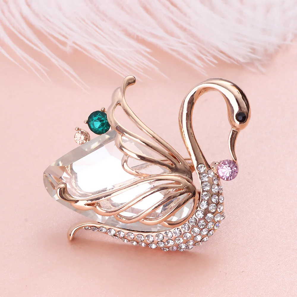 

FARLENA Jewelry Fashion Crystal Swan Brooches for Women Scarf pins Elegant Clothing Accessories Brooch Badges