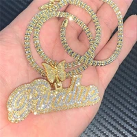 otiy custom s925 hip hop jewelry vvs d moissanite diamonds two tones initial letter name pendant men and women necklace chain
