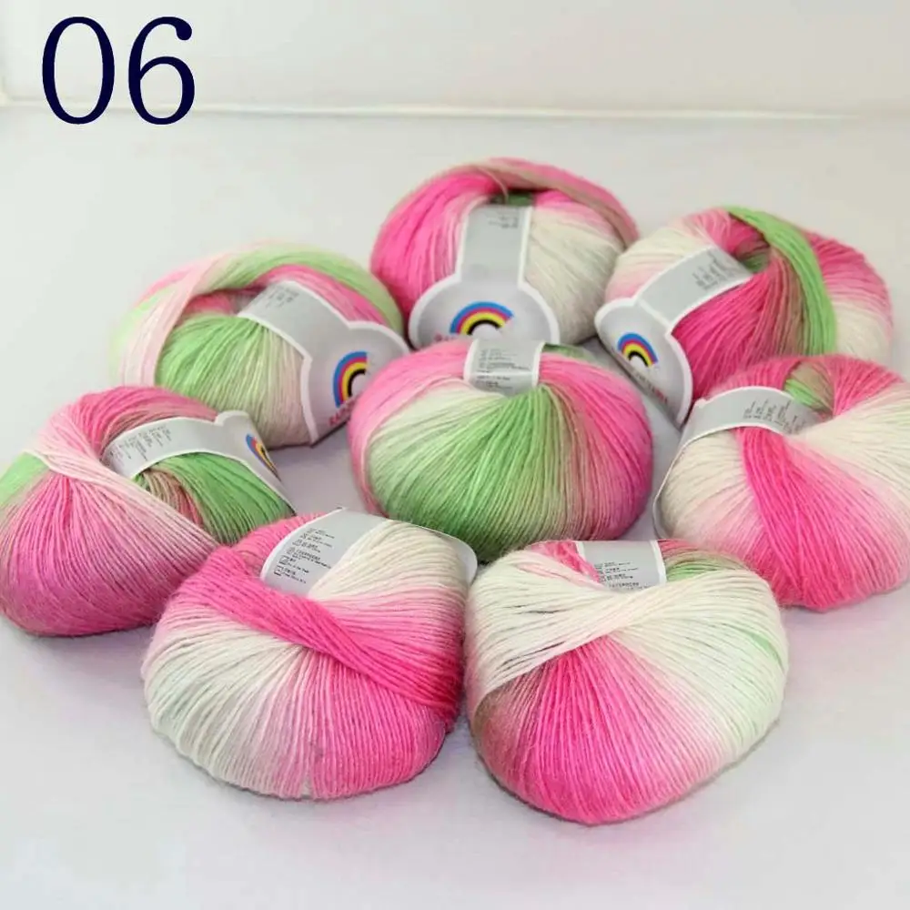 

Sale Soft 8X50gr ballCashmere Wool Colorful Rainbow Wrap Shawl DIY Hand Knit Yarn Purple Green Blue Aqua 524-05-