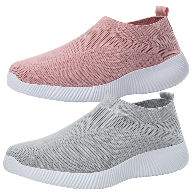 

Holfredterse Summer Woman Sneakers Flat Shoes Female Loafers Walking Shoes Knitting Slip on Casual Shoes Plus Size 41 42 43 1926