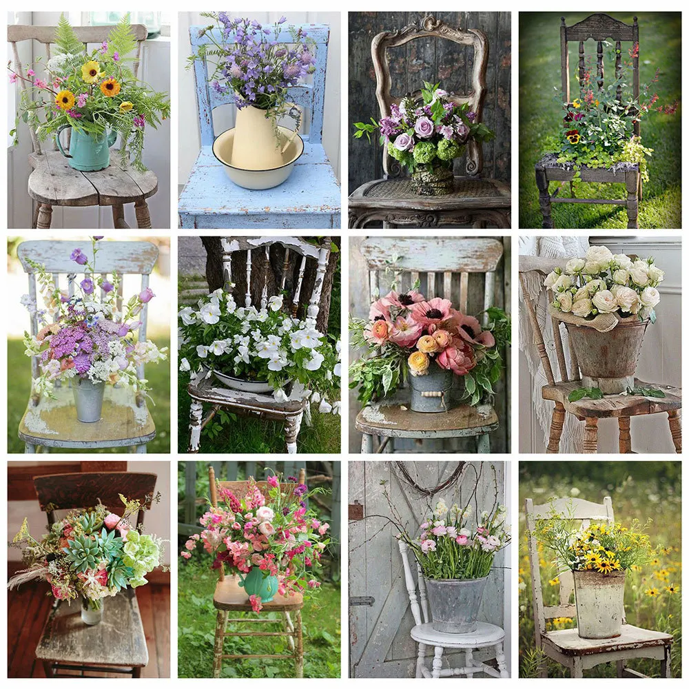 

HUACAN 5D DIY Diamond Painting New Landscape Chair Diamond Embroidery Cross Stitch Flower Rhinestones Mosaic Handmade Gift